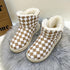 New Fashion Chessboard Plush Thickened Bottom Snow Boots